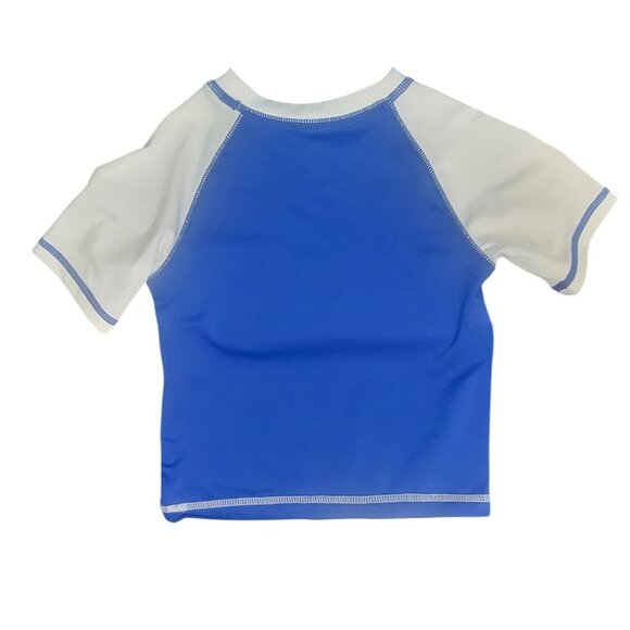 Wonder Nation Toddler Boys Blue & White Short Sleeve Rash Guard Swim Shirt Size - Picture 3 of 3